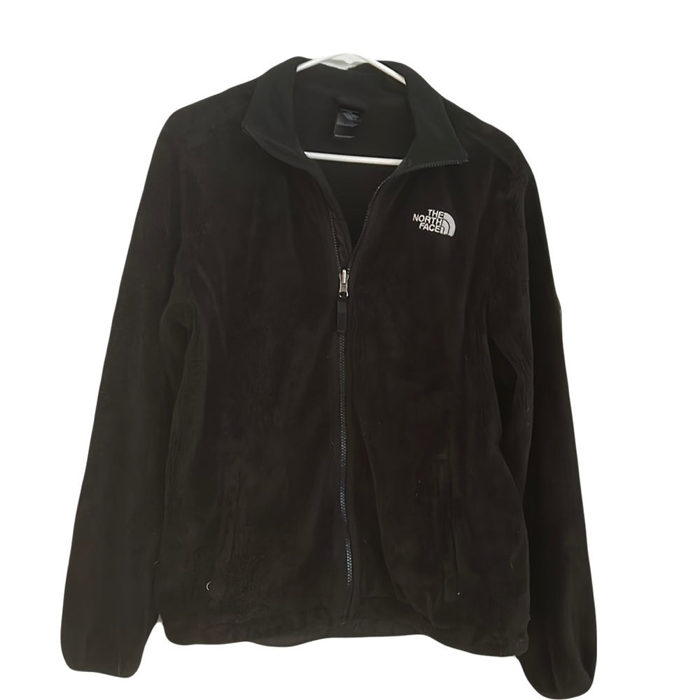 Black fuzzy North Face Denali jacket